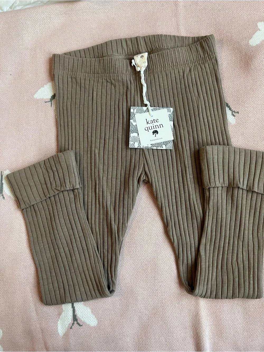kate quinn Ribbed Taupe Baby Leggings